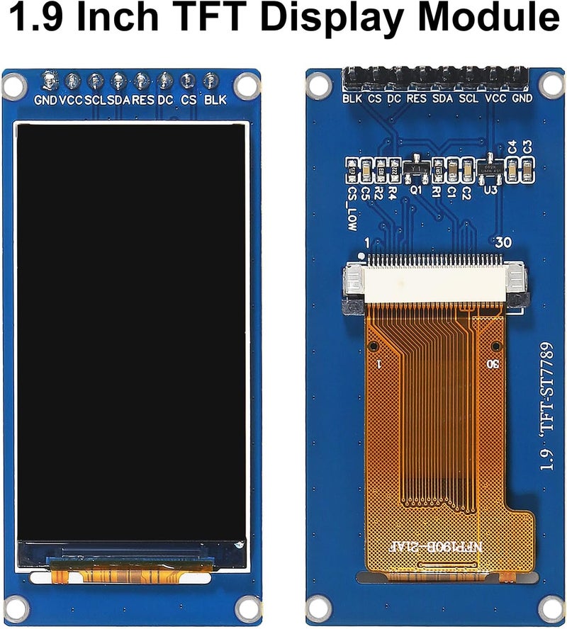 XIITIA 2pcs 1.9" SPI TFT LCD Display Module 170x320 RGB LCD Screen 3.3V ST7789 Drive SPI Interface 8pin Full Color for Arduino DIY - Image 2